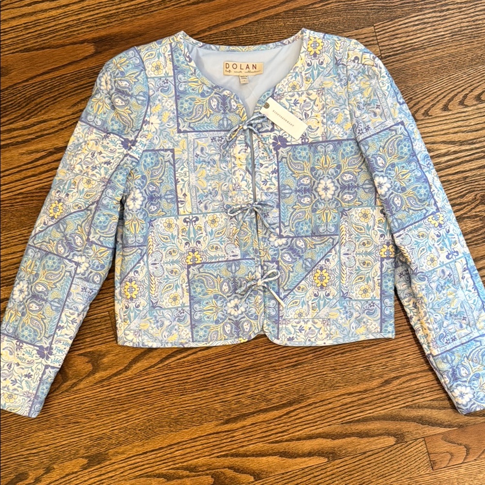 NWT Anthropologie Dolan Blue and Yellow Quilted Jacket Size Small